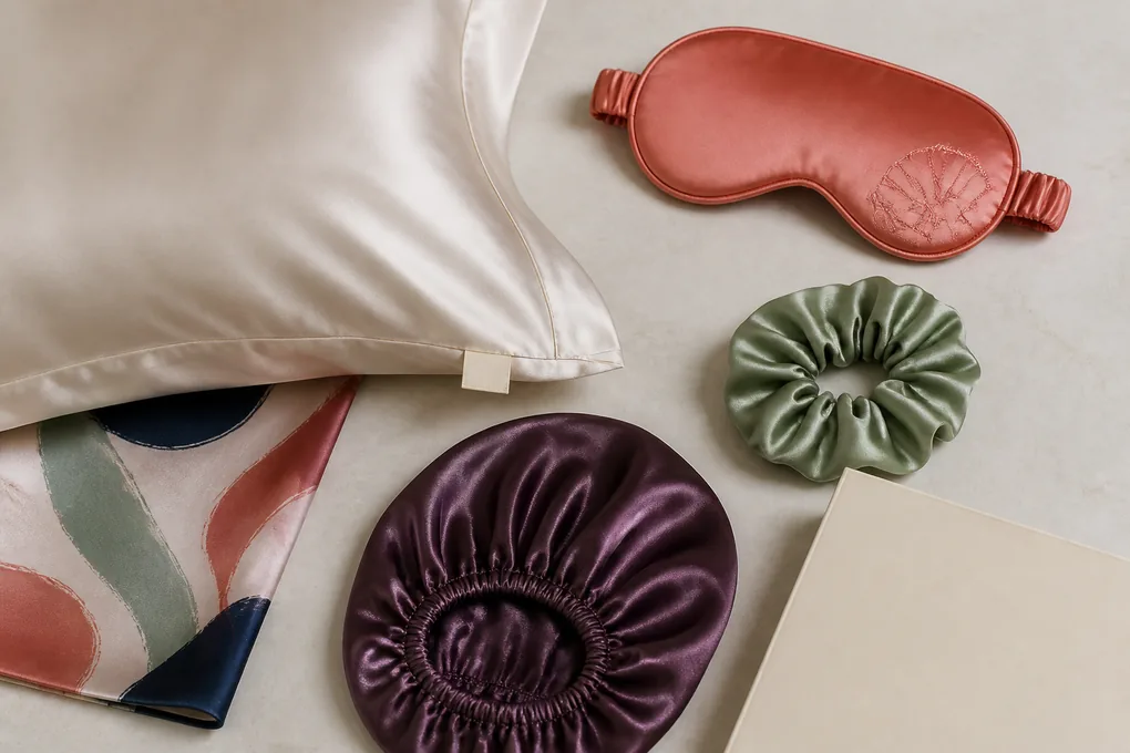 Branding surfaces on silk accessories and coordinated packaging