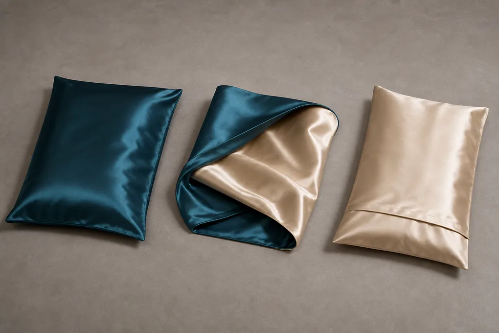 A pillowcase turned, reversed, and closed in a three-stage physical sequence